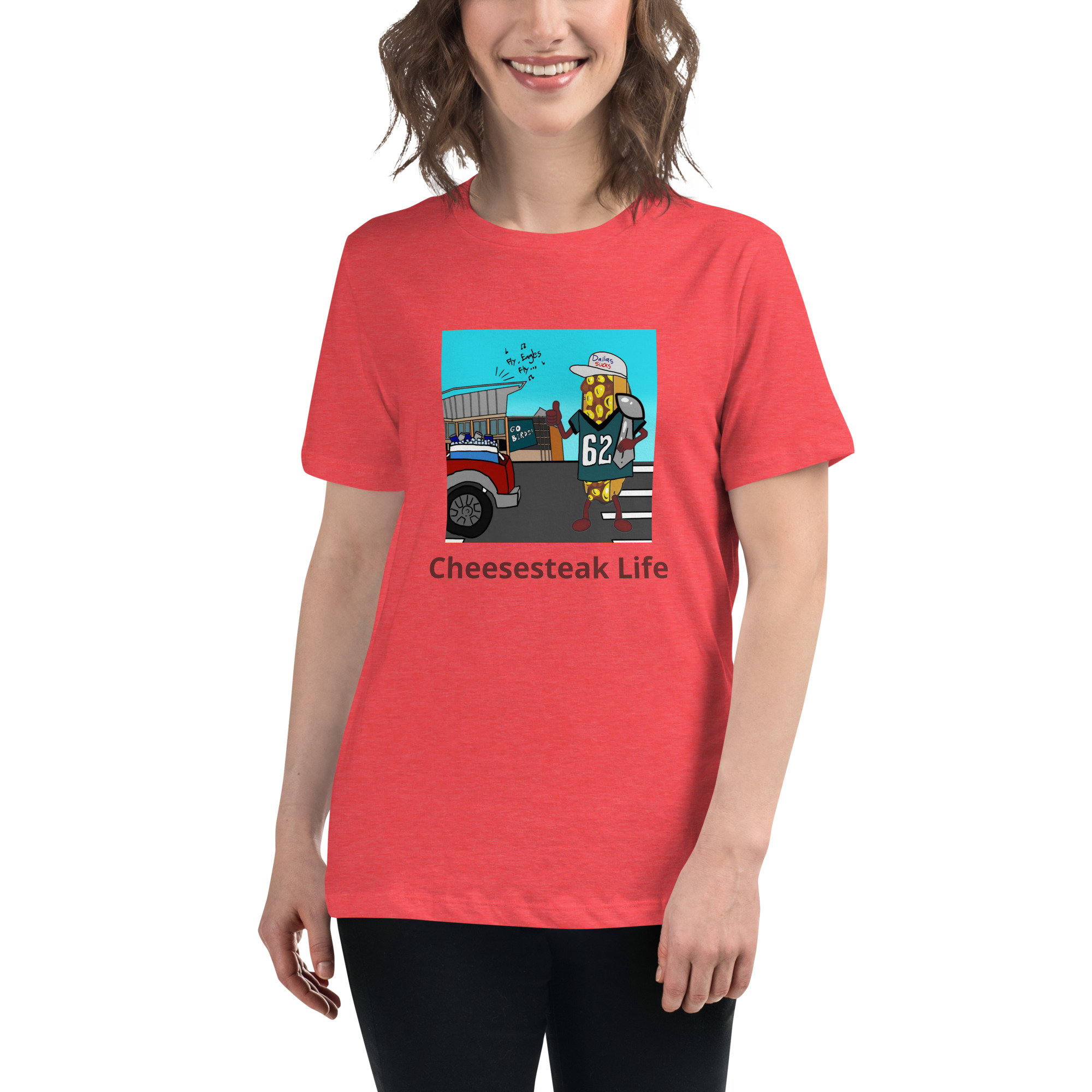 Women's Relaxed T-Shirt - Cheesesteak Life - Cheesey Eagles Fan - Image 4