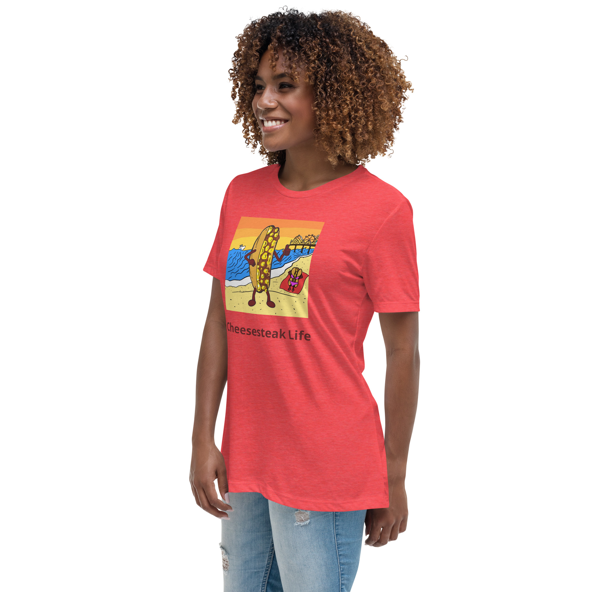 Women's Relaxed T-Shirt - Cheesey Beach - Image 6