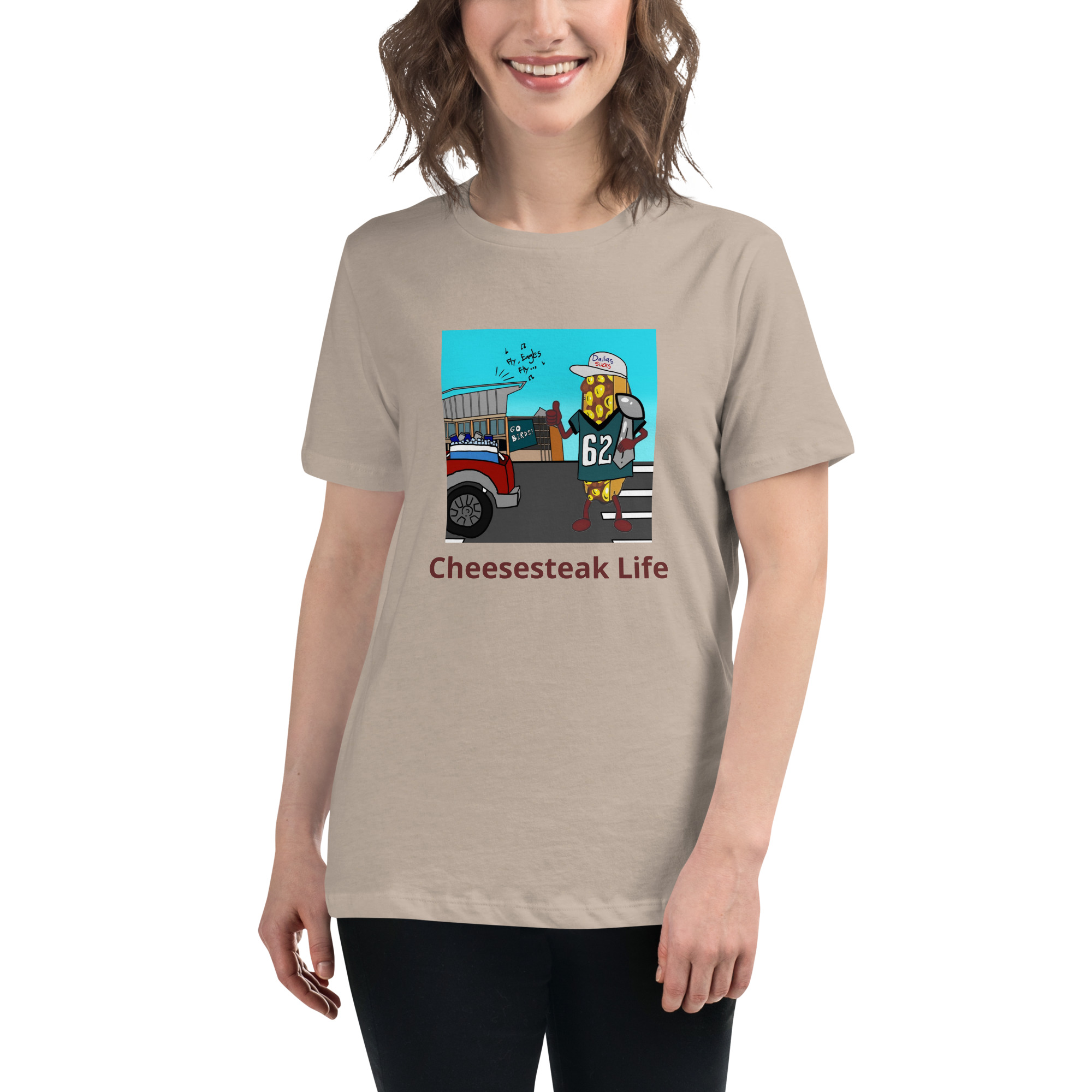 Women's Relaxed T-Shirt - Cheesesteak Life - Cheesey Eagles Fan - Image 9