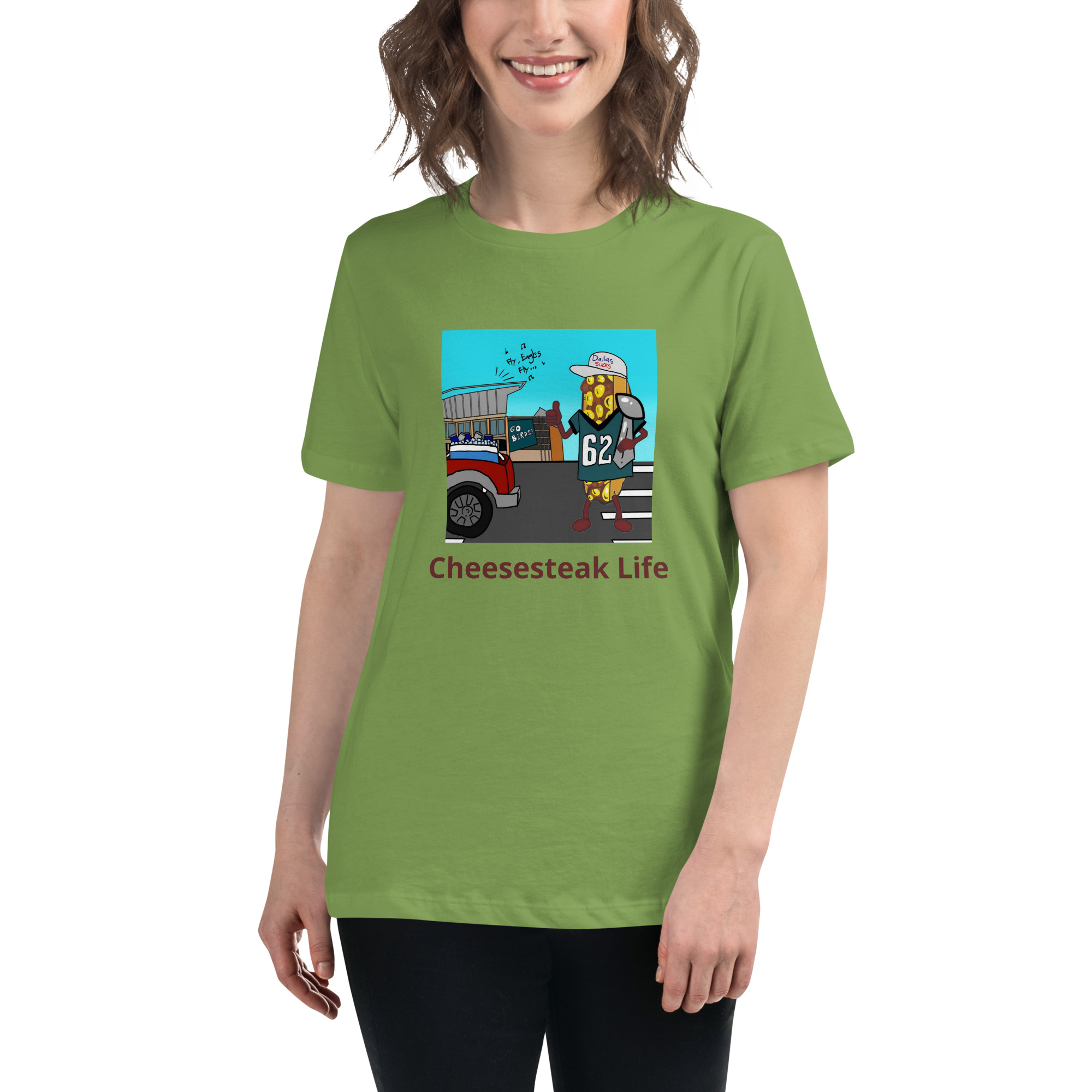 Women's Relaxed T-Shirt - Cheesesteak Life - Cheesey Eagles Fan - Image 6