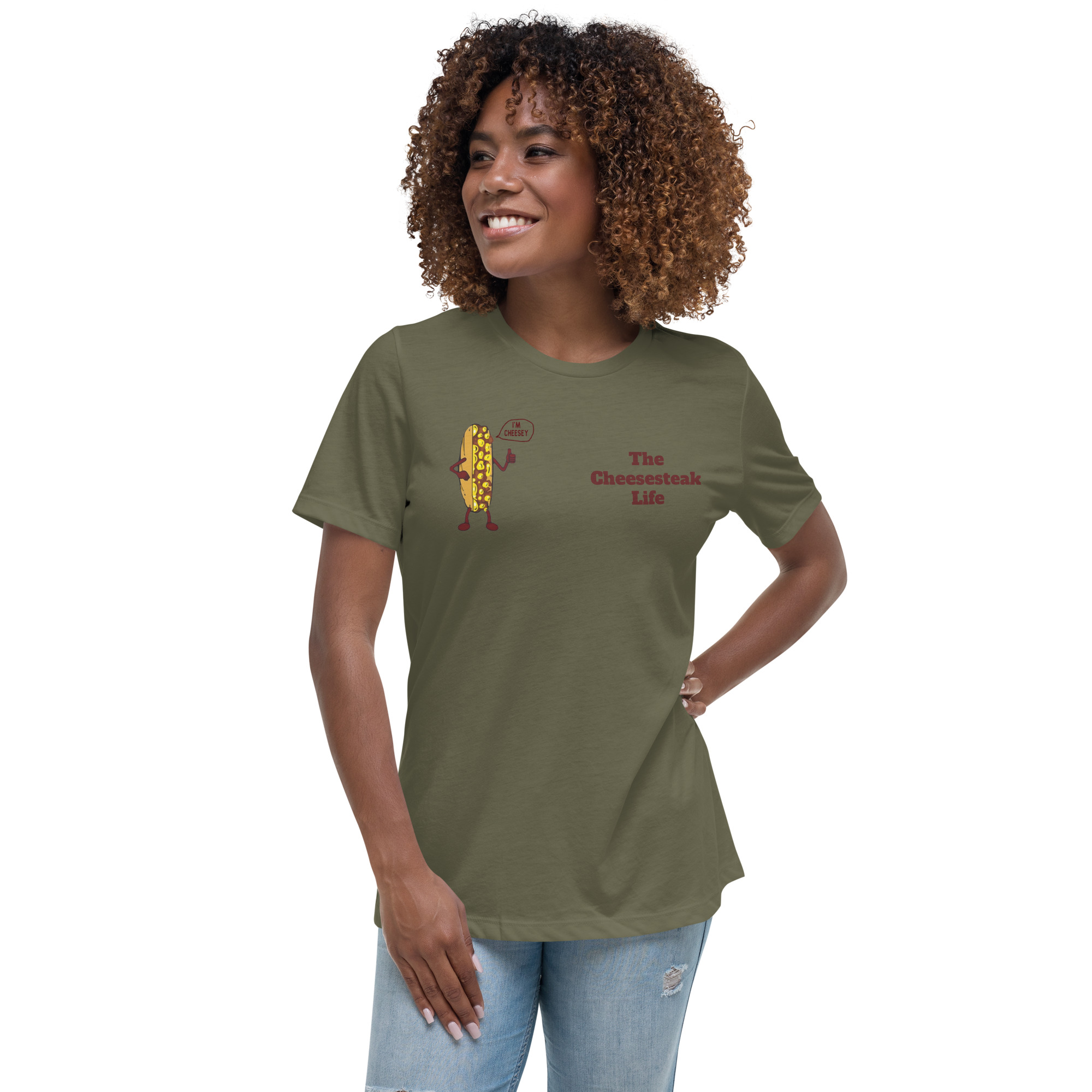 Women's Relaxed T-Shirt - Cheesesteak Life - Fishnets - Amigo Dan Collection - Image 5