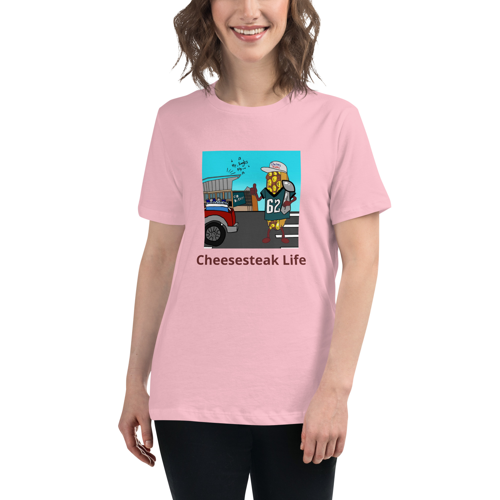 Women's Relaxed T-Shirt - Cheesesteak Life - Cheesey Eagles Fan - Image 10