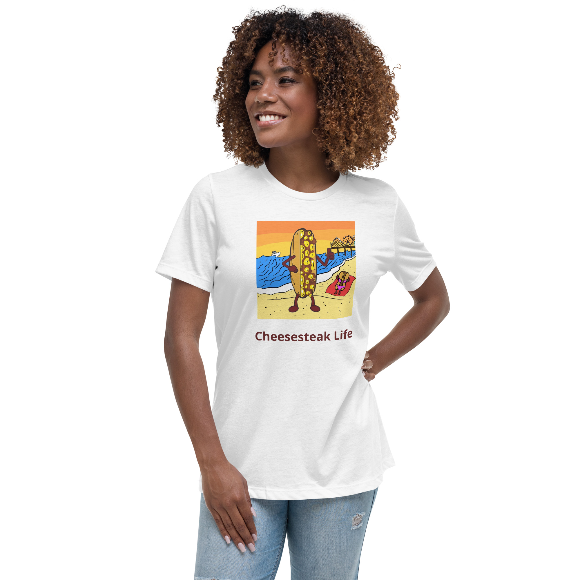 Women's Relaxed T-Shirt - Cheesey Beach - Image 19