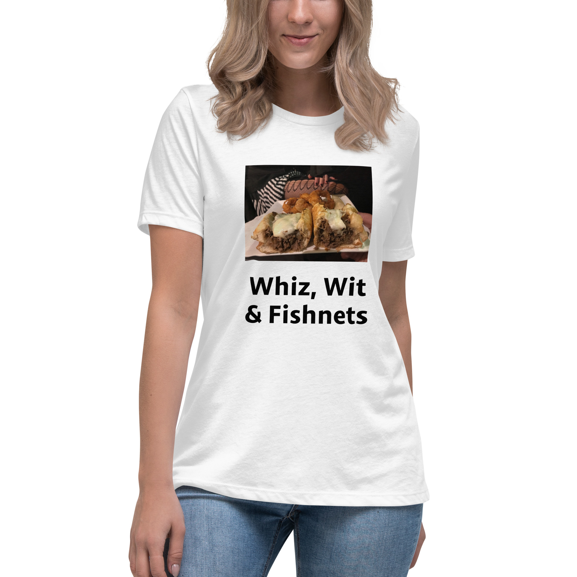 Women's Relaxed T-Shirt - Cheesey Fishnets stockings - Image 10