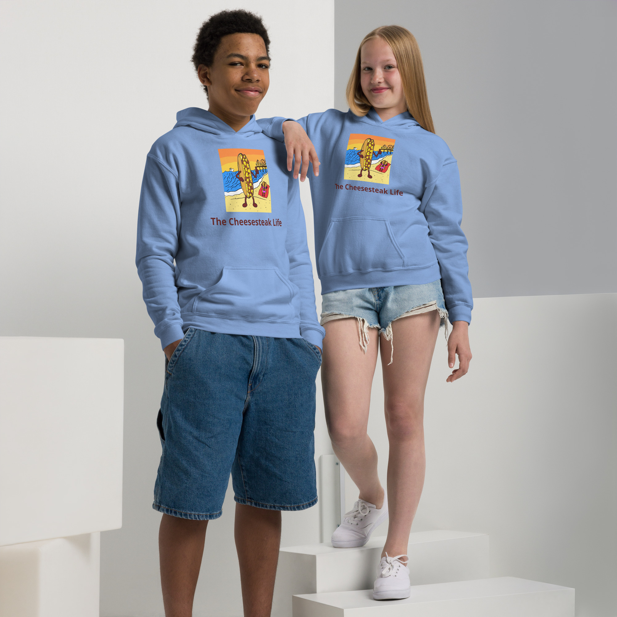Youth heavy blend hoodie - Cheesey Beach - Image 2