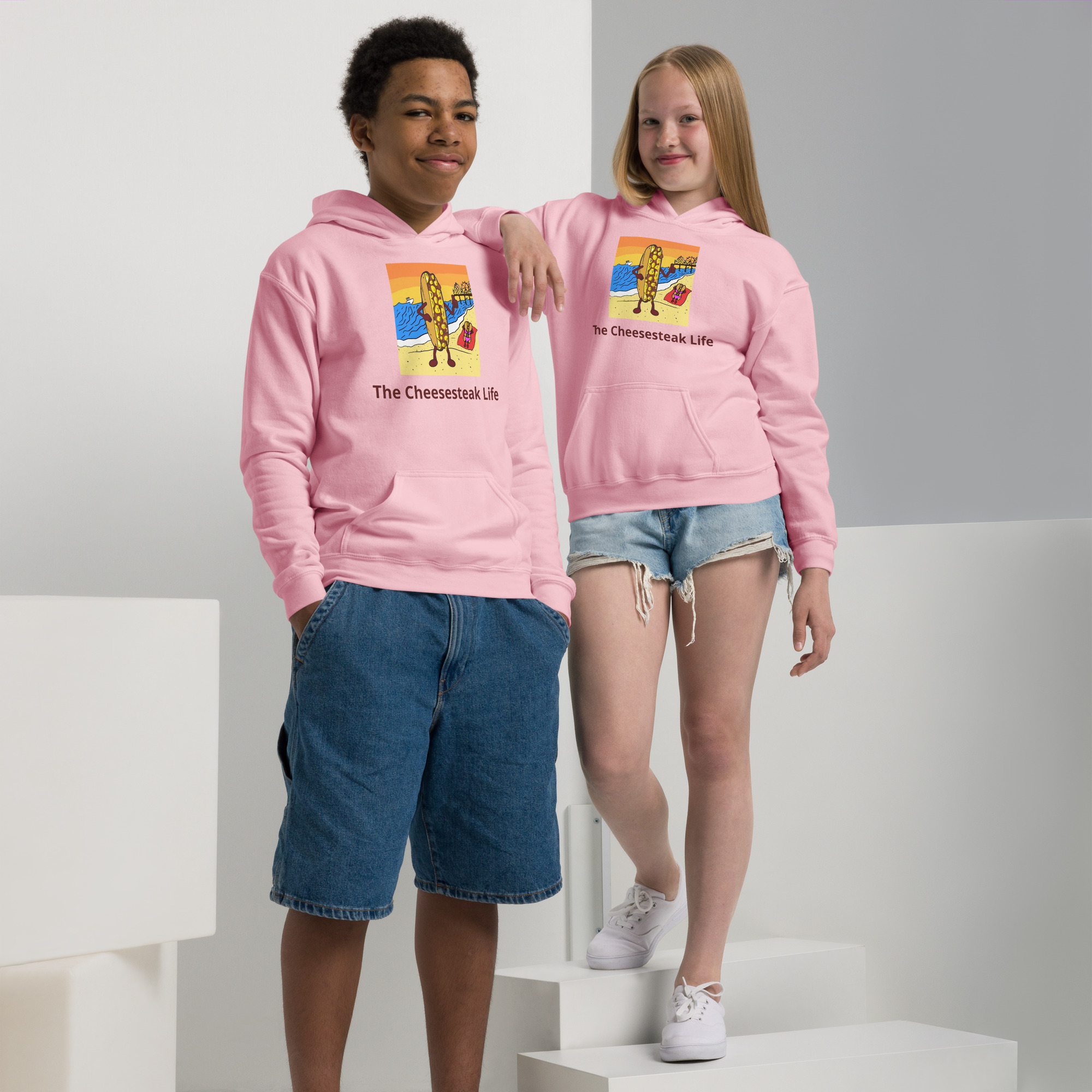 Youth heavy blend hoodie - Cheesey Beach - Image 3