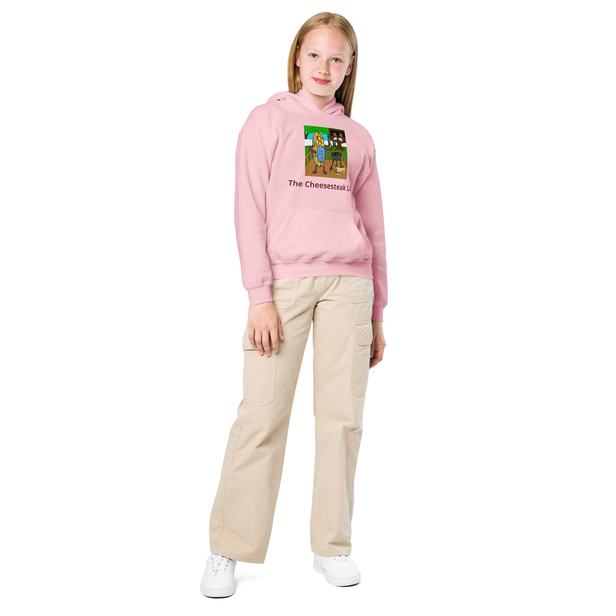 Youth heavy blend hoodie - Cheesesteak Life - Cheesey Bar-B-Que - Image 4