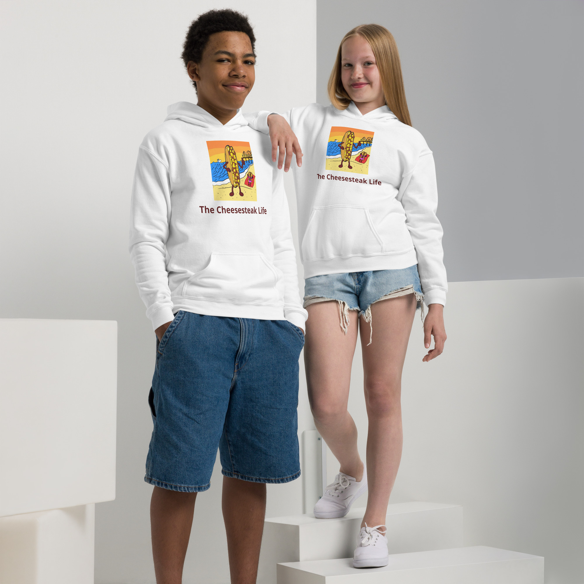 Youth heavy blend hoodie - Cheesey Beach - Image 4