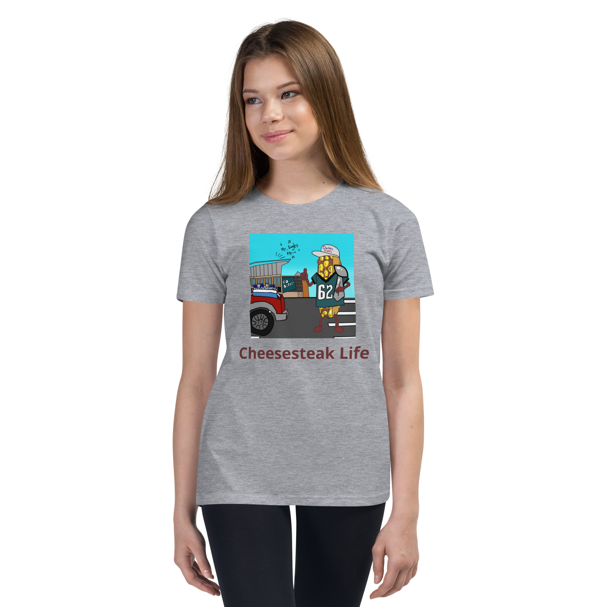 Youth Short Sleeve T-Shirt - Cheesesteak Life - Cheesey Eagles Fan - Image 7