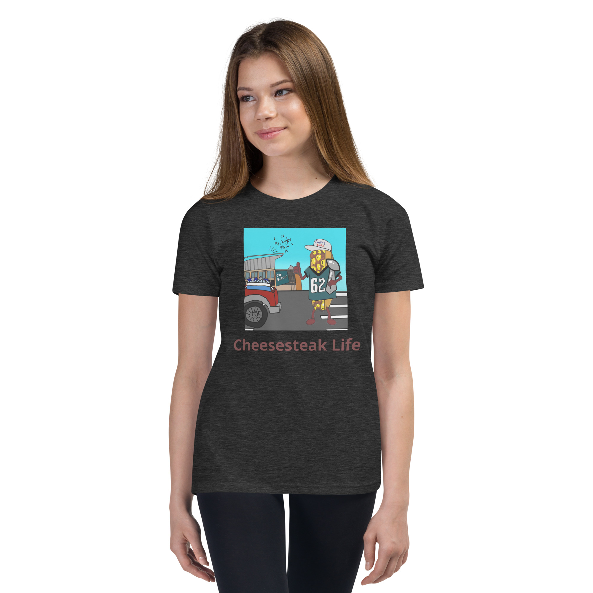 Youth Short Sleeve T-Shirt - Cheesesteak Life - Cheesey Eagles Fan - Image 3