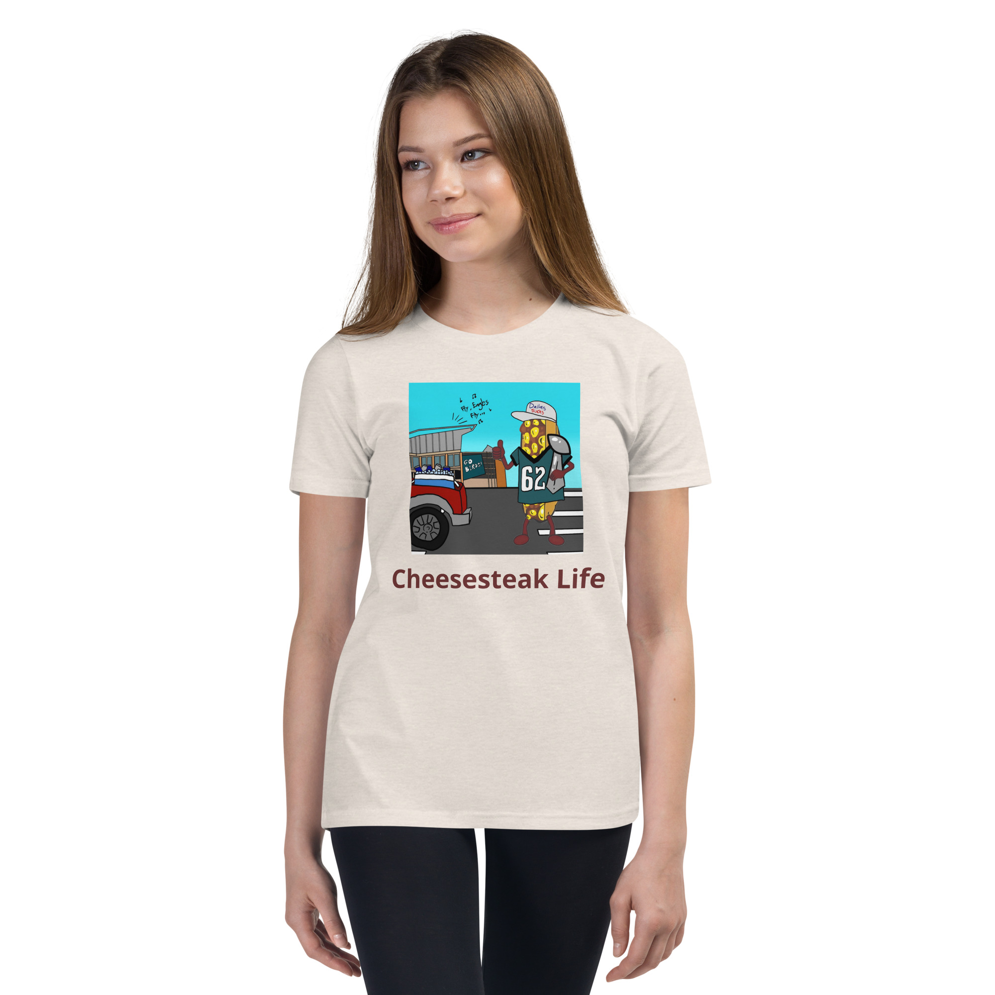 Youth Short Sleeve T-Shirt - Cheesesteak Life - Cheesey Eagles Fan - Image 8