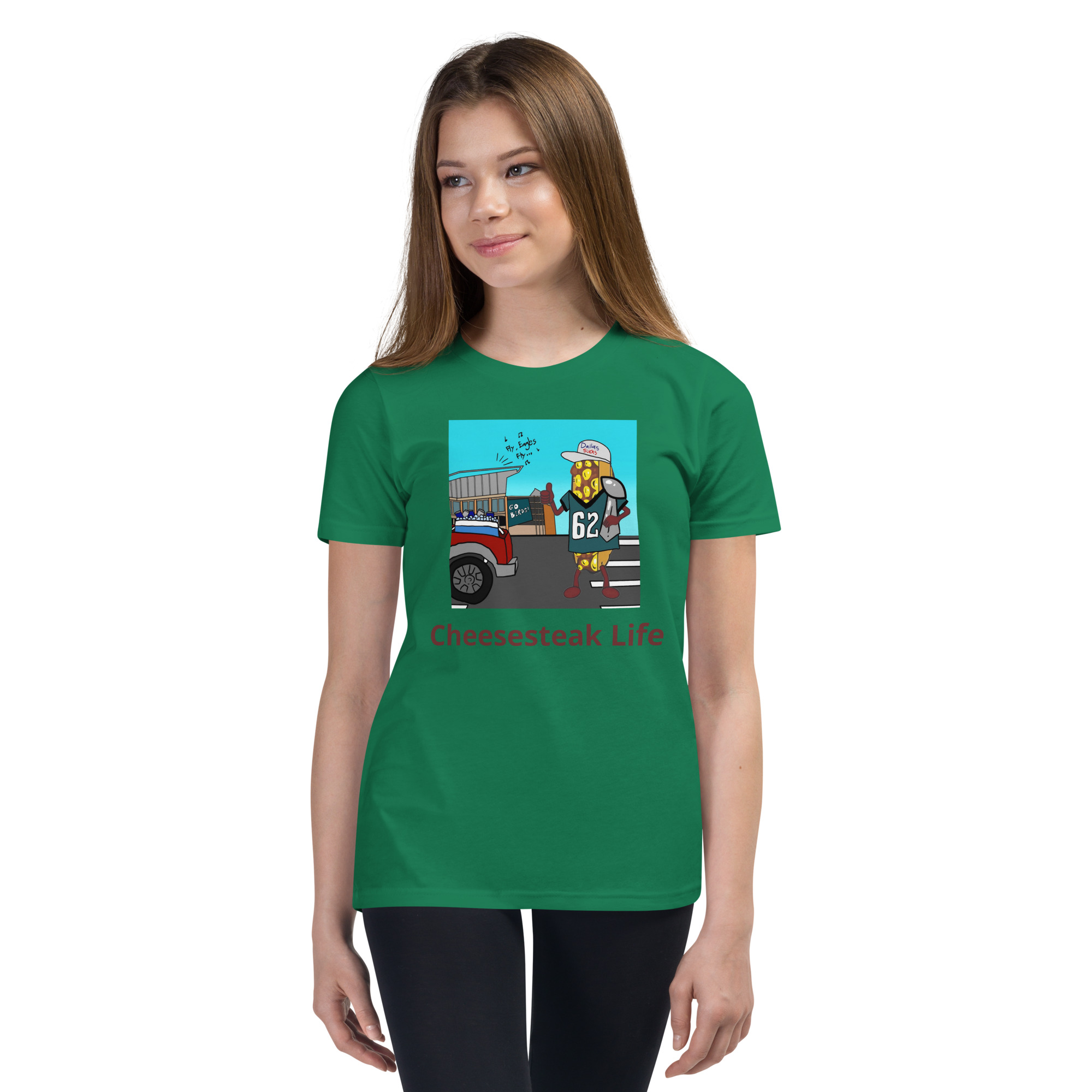 Youth Short Sleeve T-Shirt - Cheesesteak Life - Cheesey Eagles Fan - Image 5