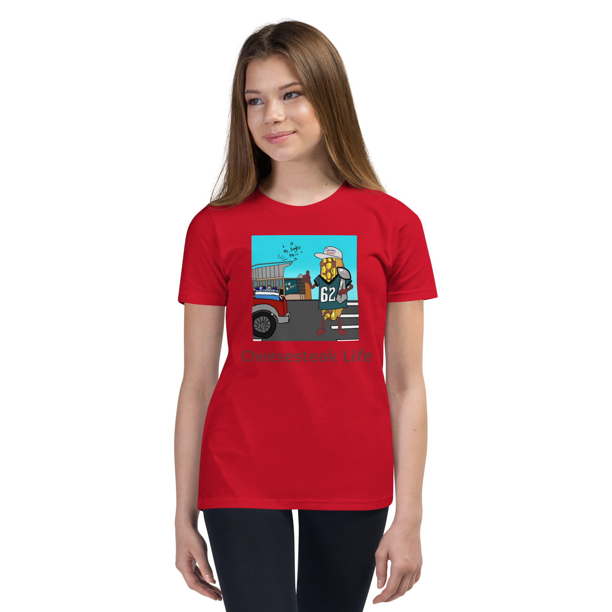 Youth Short Sleeve T-Shirt - Cheesesteak Life - Cheesey Eagles Fan - Image 2