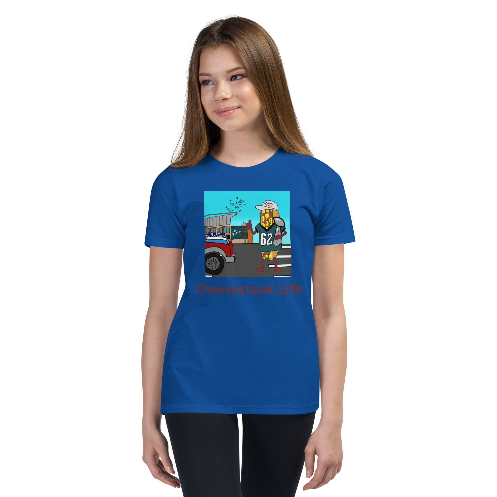 Youth Short Sleeve T-Shirt - Cheesesteak Life - Cheesey Eagles Fan - Image 4