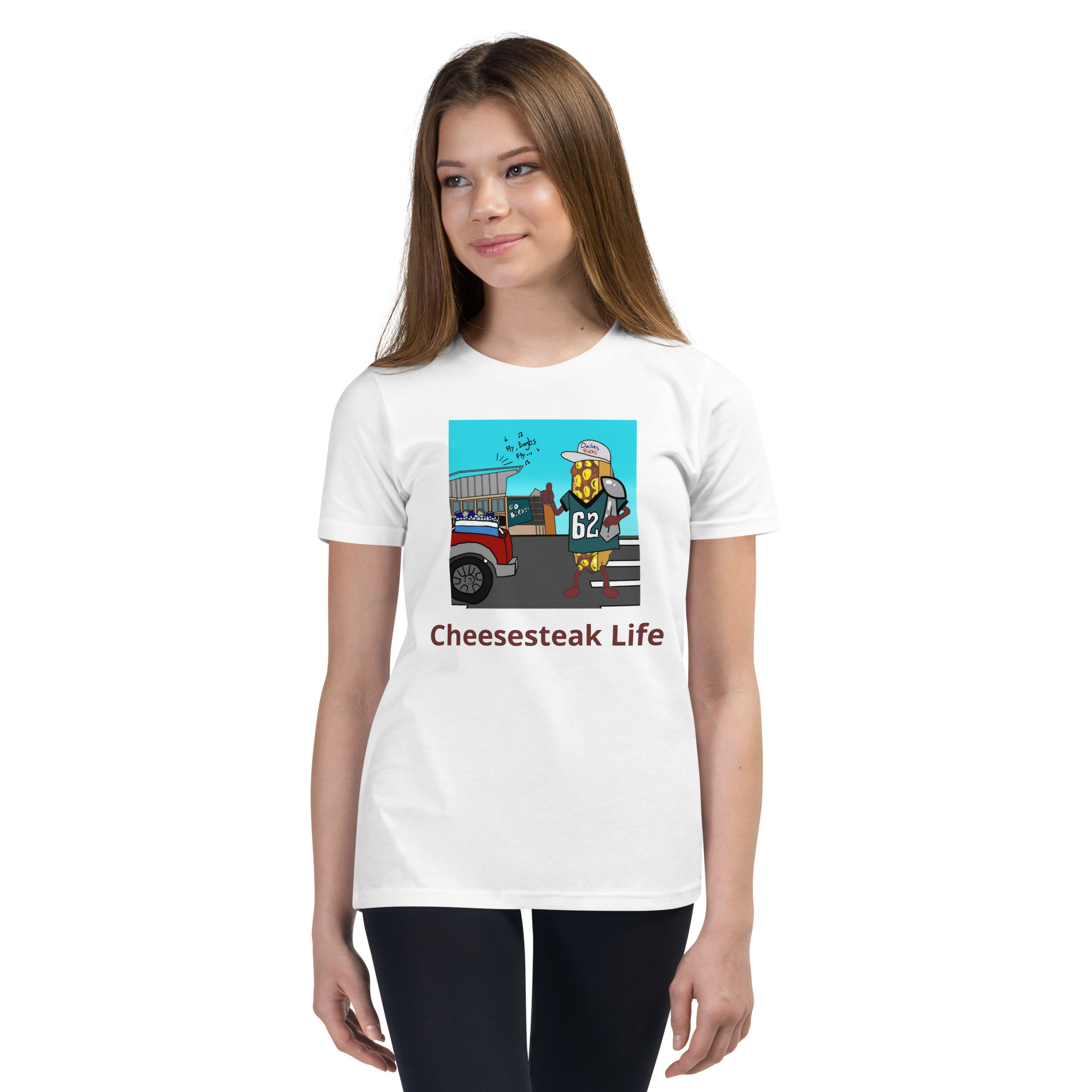 Youth Short Sleeve T-Shirt - Cheesesteak Life - Cheesey Eagles Fan - Image 9
