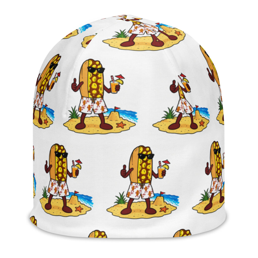 Print Beanie - The Cheesesteak Life - Mr. Cheesey's Beach - Extra Cheesey