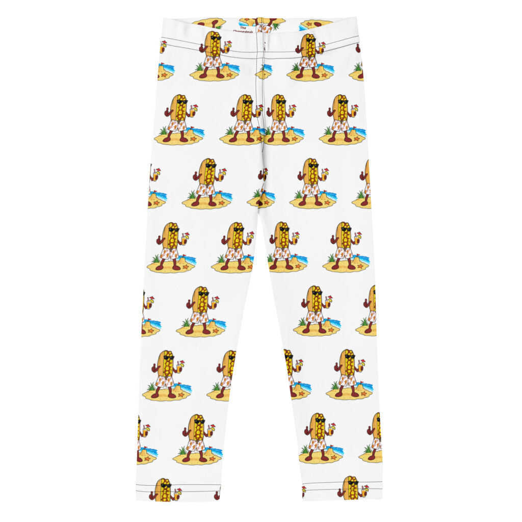 Youth (2T-7) Leggings - The Cheesesteak Life - Mr. Cheesey's Beach - Extra Cheesey