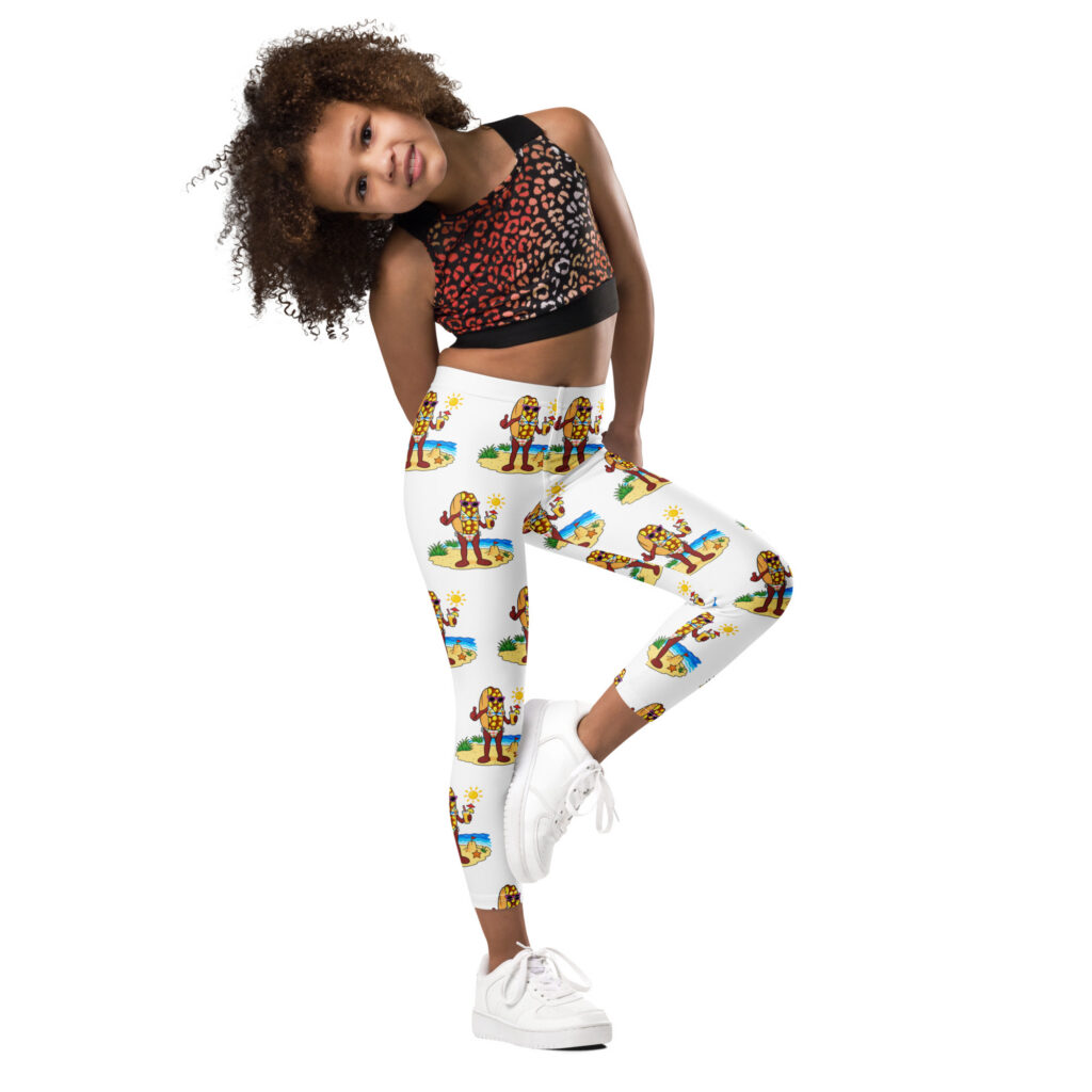 Youth (2T-7) Leggings - The Cheesesteak Life - Ms. Cheesey's Beach - Extra Cheesey