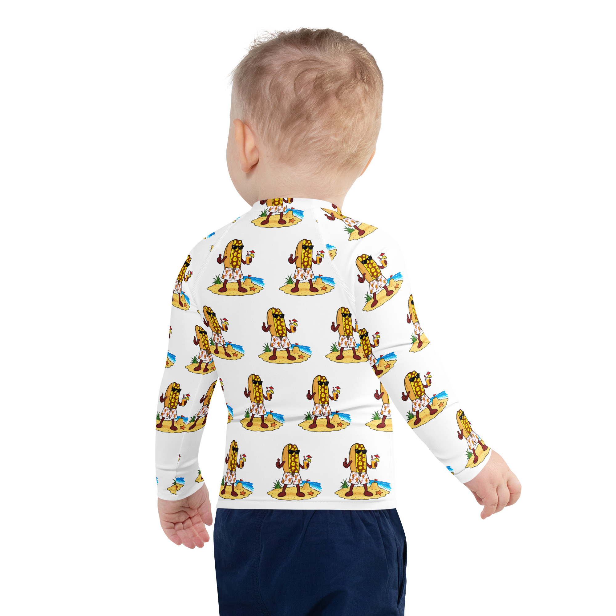 Youth (2T-7) Rash Guard - The Cheesesteak Life - Mr. Cheesey's Beach - Extra Cheesey - Image 2