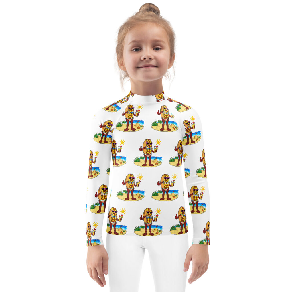 Youth (2T-7) Rash Guard - The Cheesesteak Life - Ms. Cheesey's Beach - Extra Cheesey