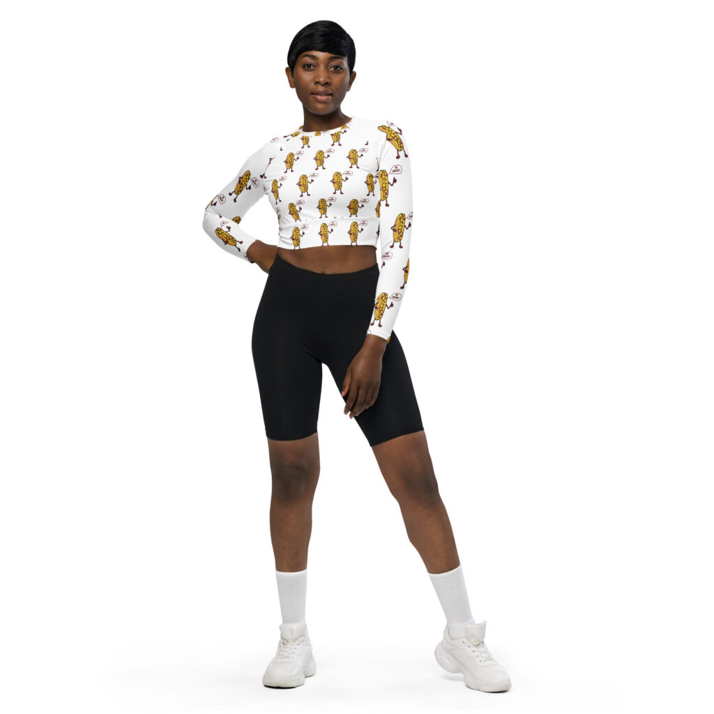 Long-sleeve crop top - The Cheesesteak Life - Mr. Cheesey - Extra Cheesey