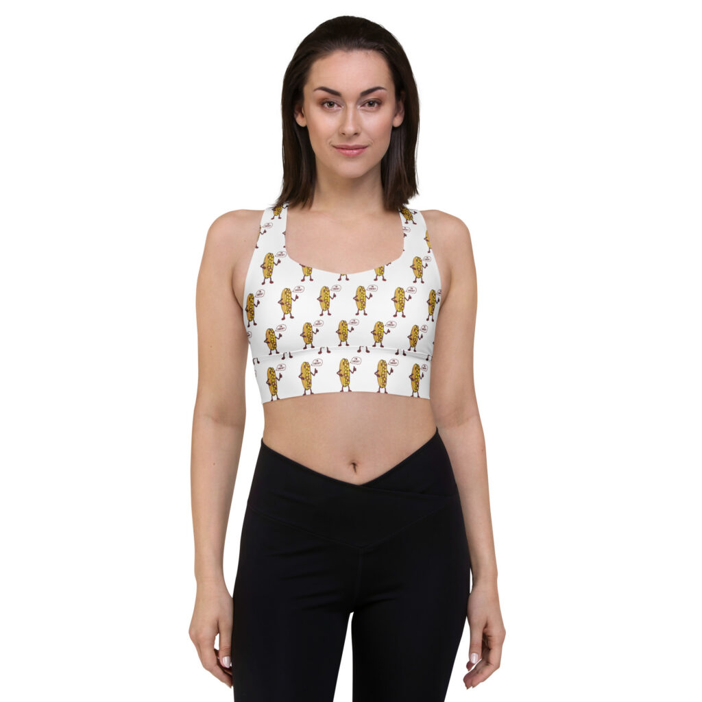 Longline Sports Bra - The Cheesesteak Life - Mr. Cheesey - Extra Cheesey