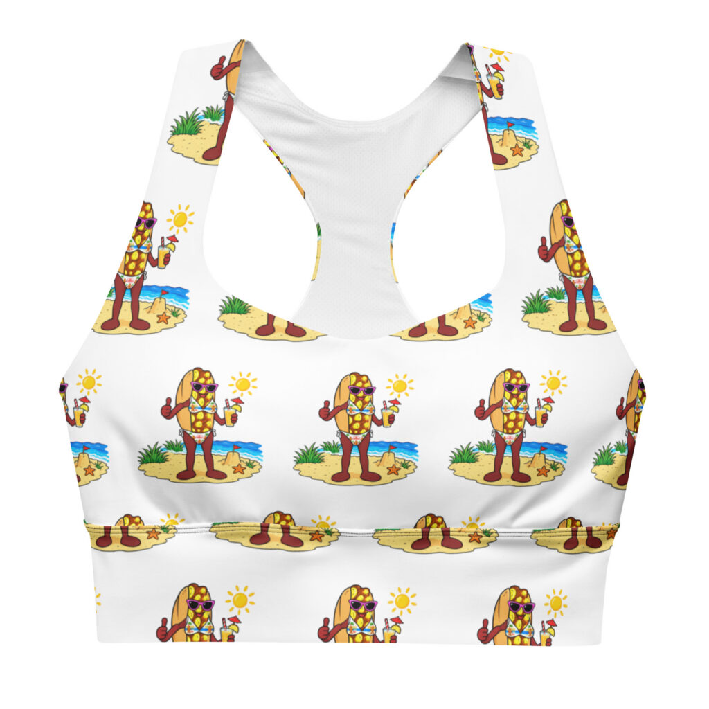 Longline Sports Bra - The Cheesesteak Life - Ms. Cheesey's Beach - Extra Cheesey