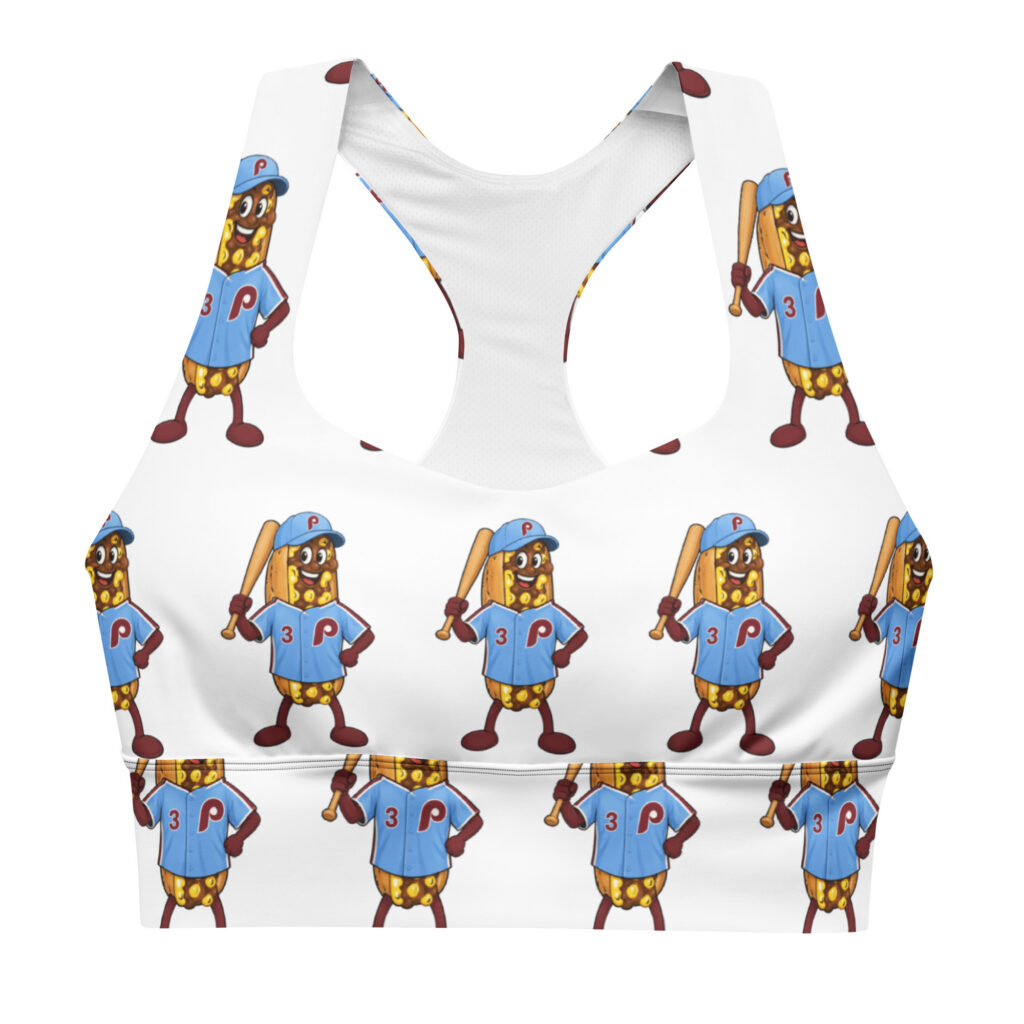 Longline Sports Bra - The Cheesesteak Life - Cheesey Phillies Fan - Extra Cheesey