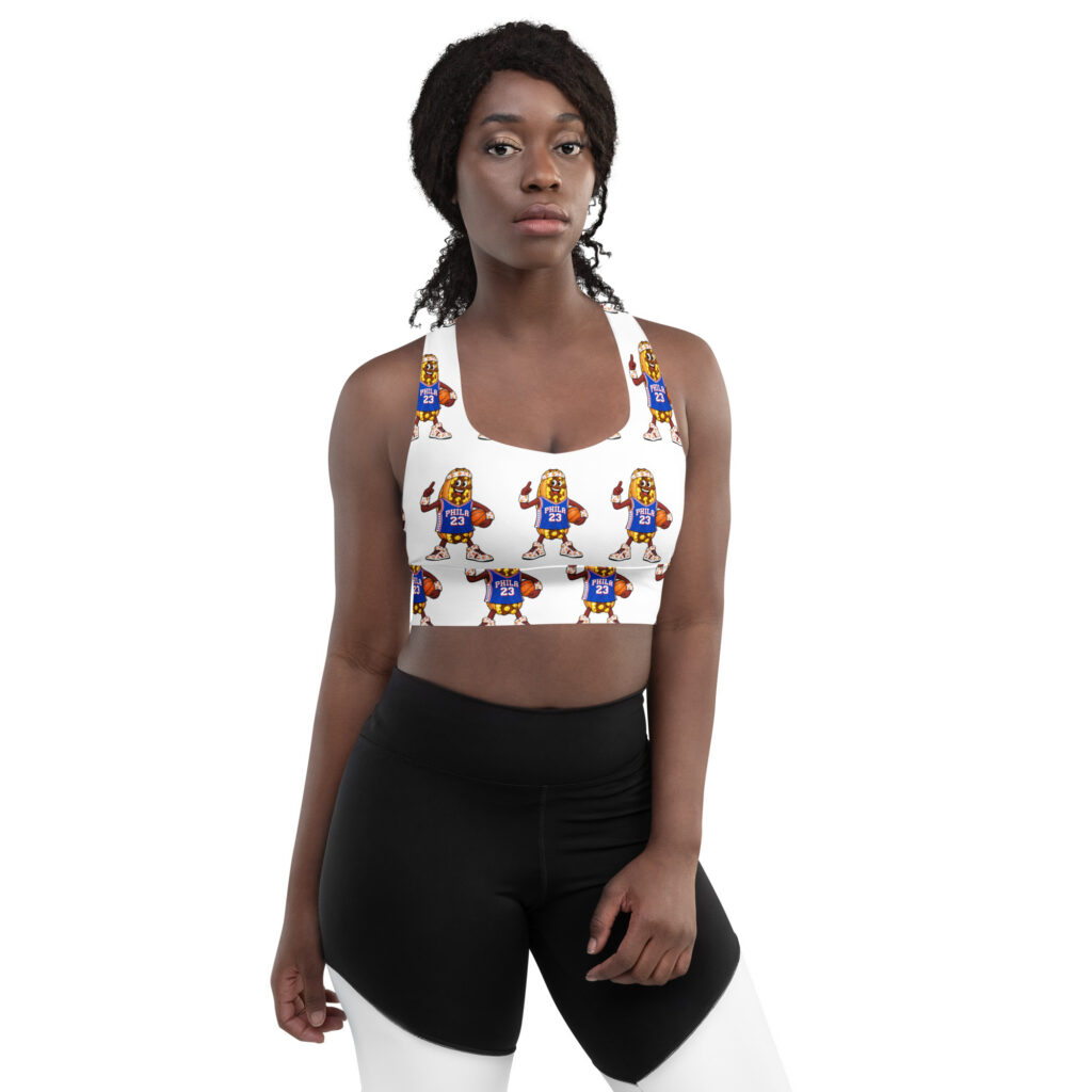 Longline Sports Bra - The Cheesesteak Life - Cheesey Sixers Fan - Extra Cheesey
