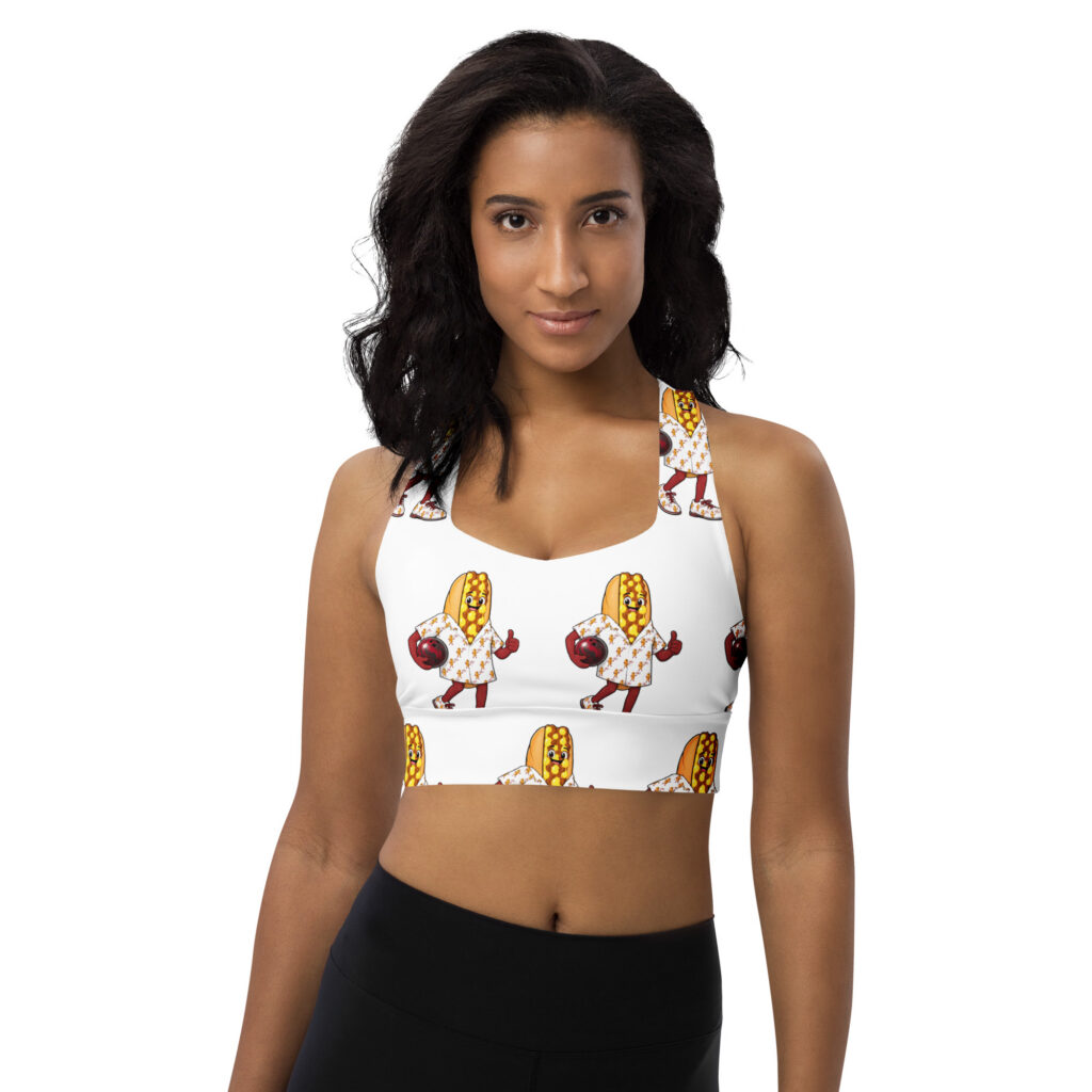 Longline Sports Bra - The Cheesesteak Life - Cheesey Bowler - Extra Cheesey
