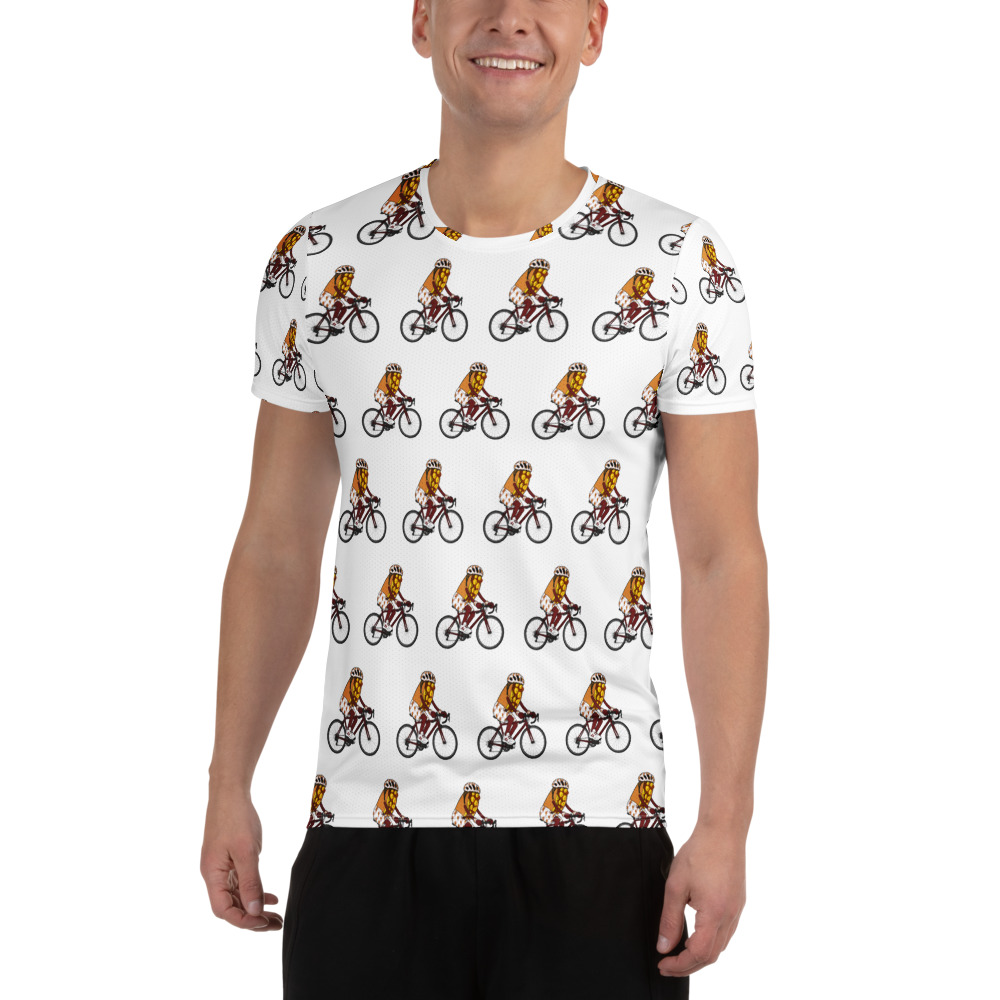 Men's athletic t-shirt - The Cheesesteak Life - Cheesey Bicyclist - Extra Cheesey
