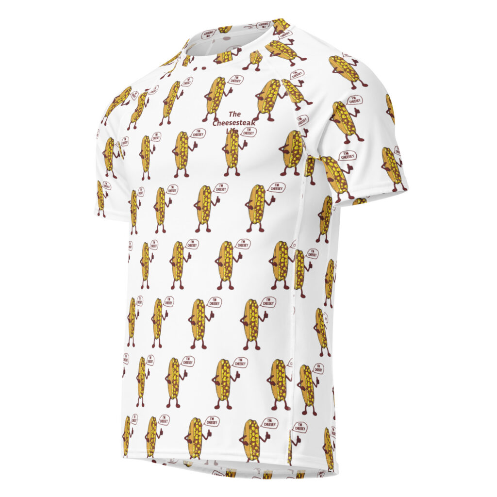 Men’s rash guard - The Cheesesteak Life - Mr. Cheesey - Extra Cheesey