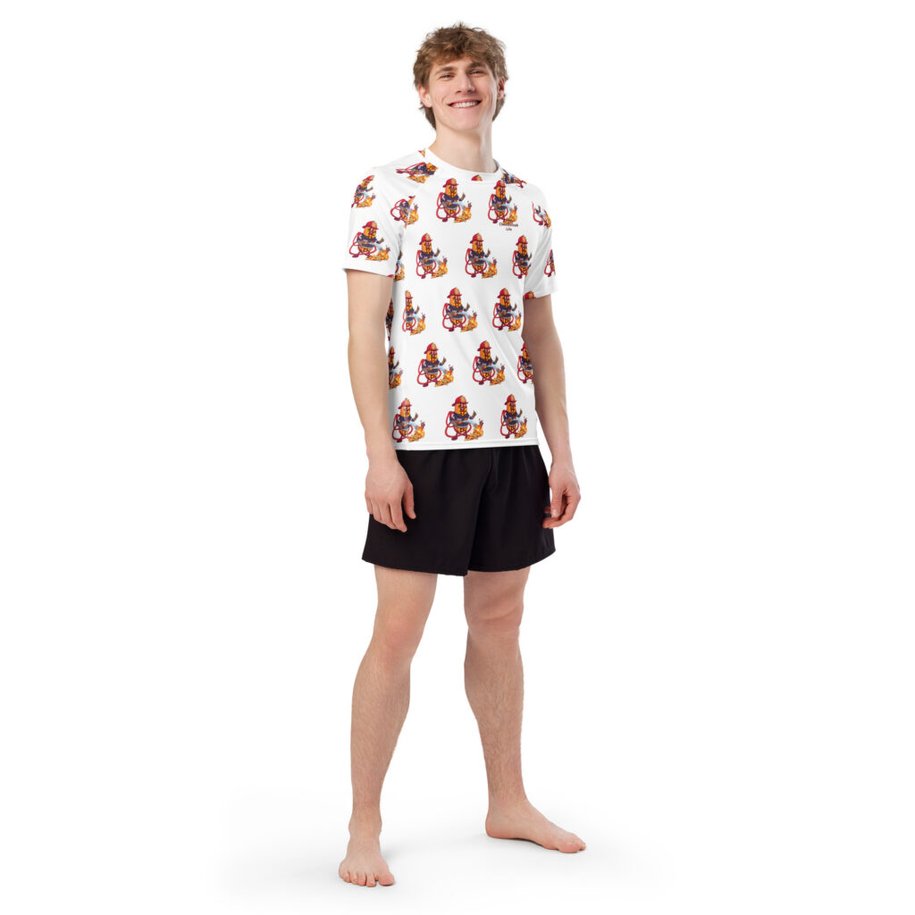 Men’s Short Sleeve rash guard - The Cheesesteak Life - Cheesey Fire - Extra Cheesey