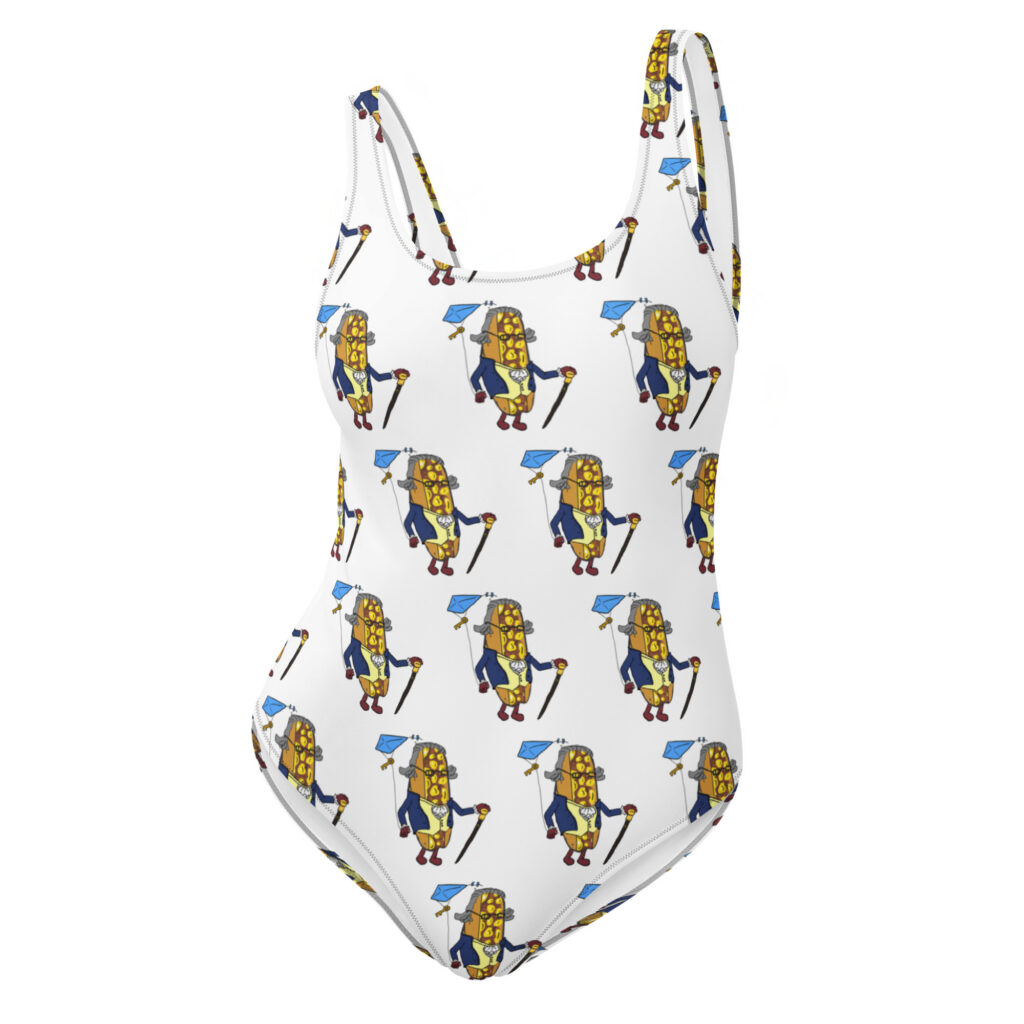Women's One-Piece Swimsuit - The Cheesesteak Life - Cheesey Ben Franklin - Extra Cheesey