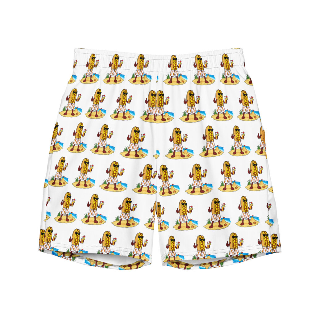 Men's Recycled Swim Trunks - The Cheesesteak Life - Mr Cheesey's Beach - Extra Cheesey