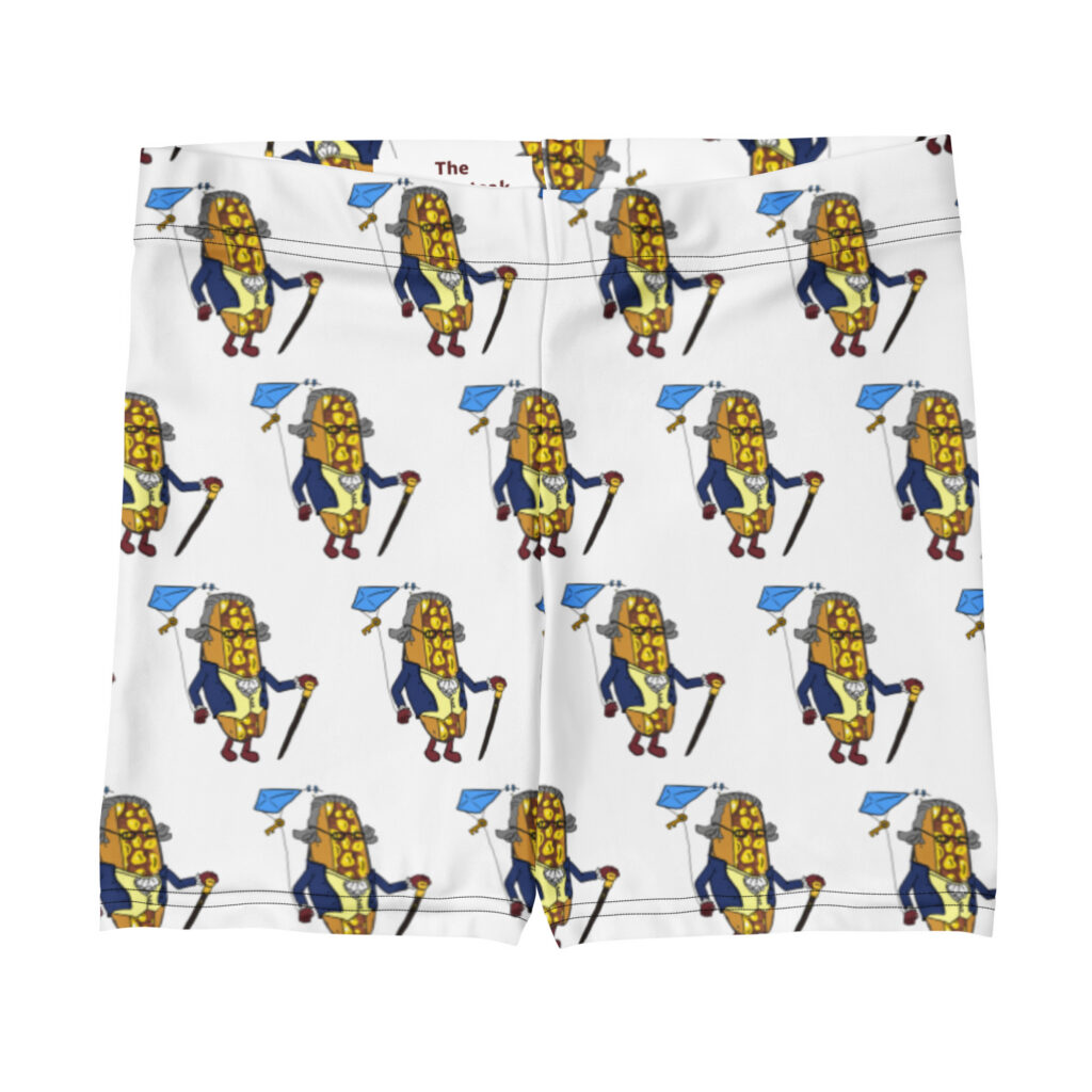 Yoga Shorts - The Cheesesteak Life - Cheesey Ben Franklin - Extra Cheesey