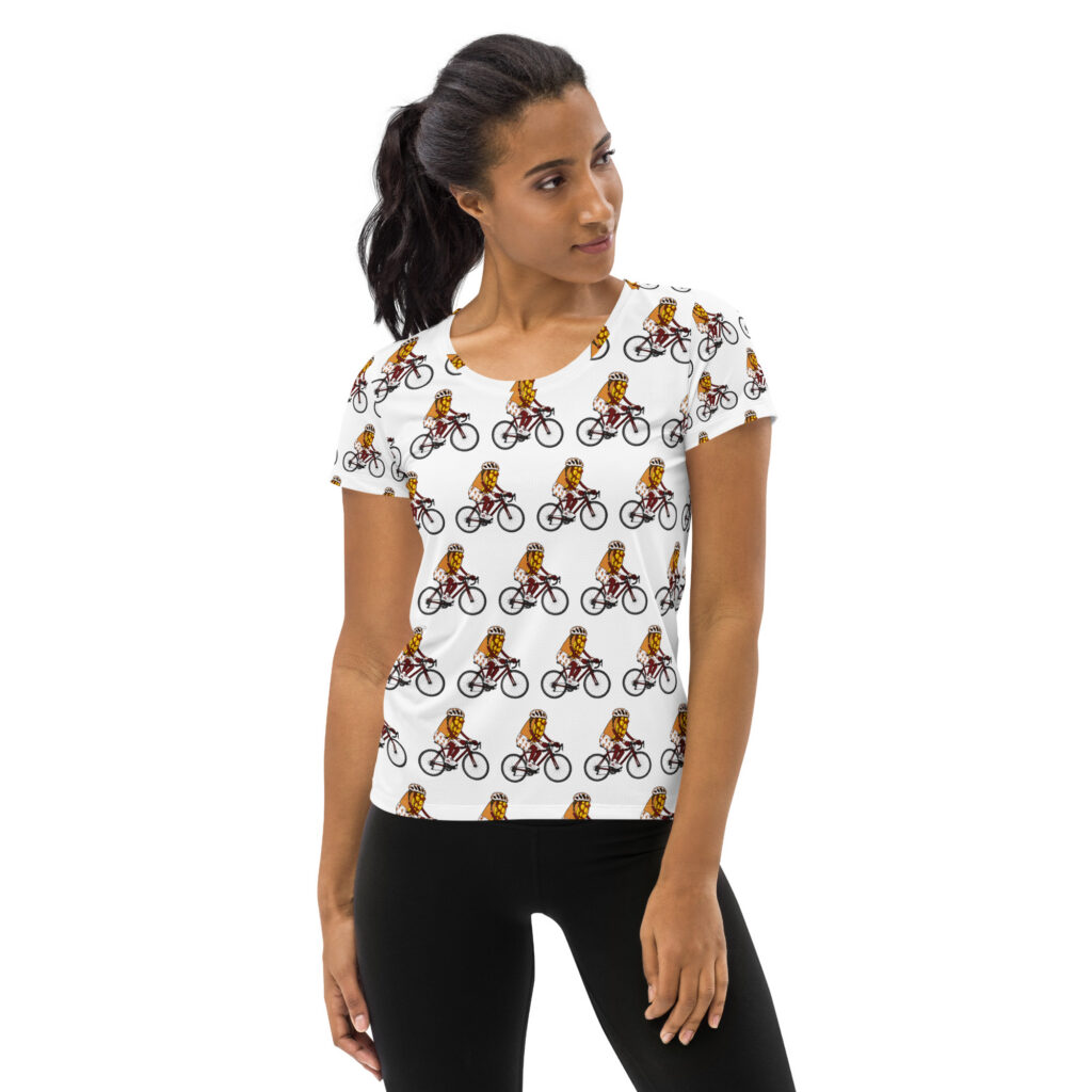 Women's athletic t-shirt - The Cheesesteak Life - Cheesey Bicyclist - Extra Cheesey