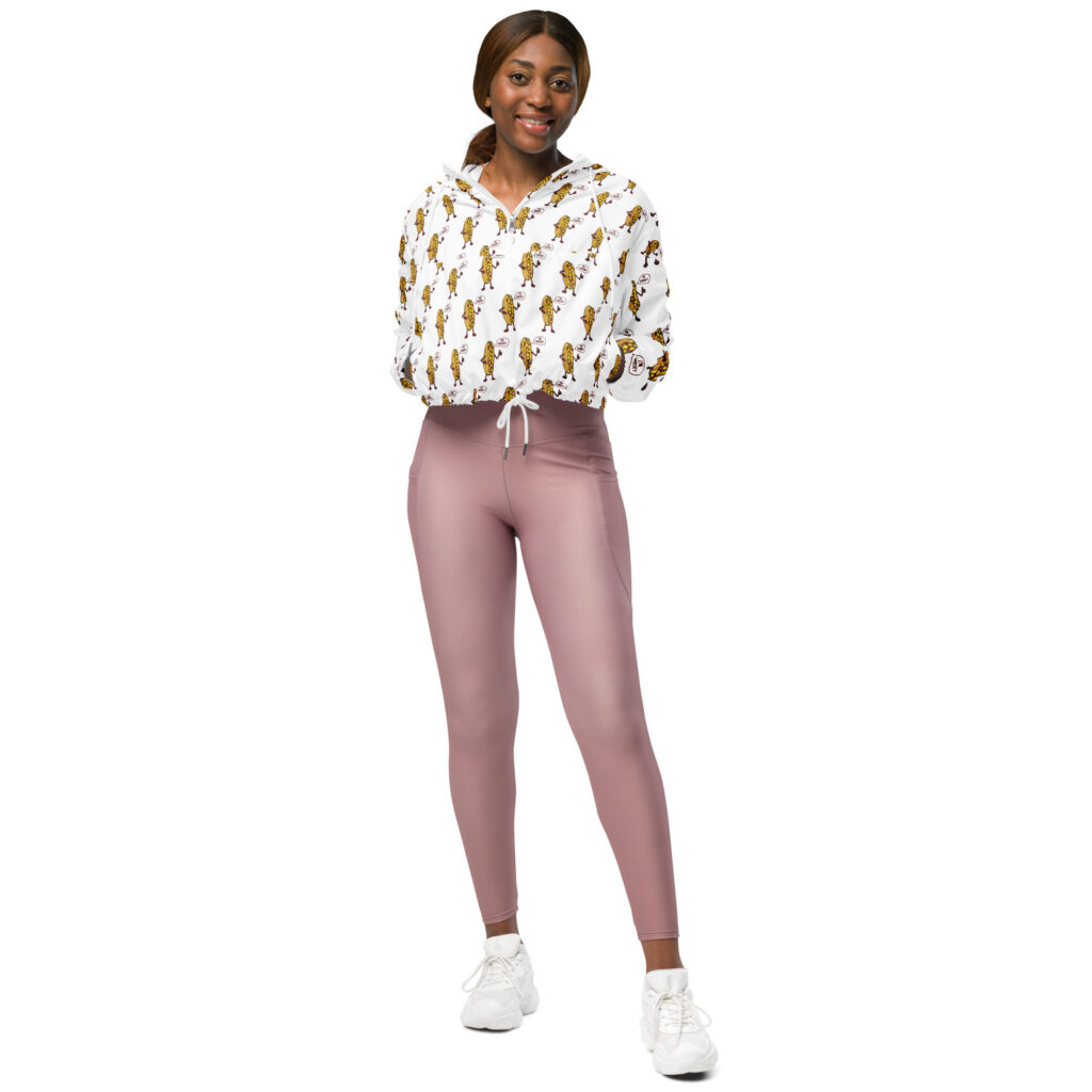 Women’s cropped windbreaker - The Cheesesteak Life - Mr. Cheesey - Extra Cheesey