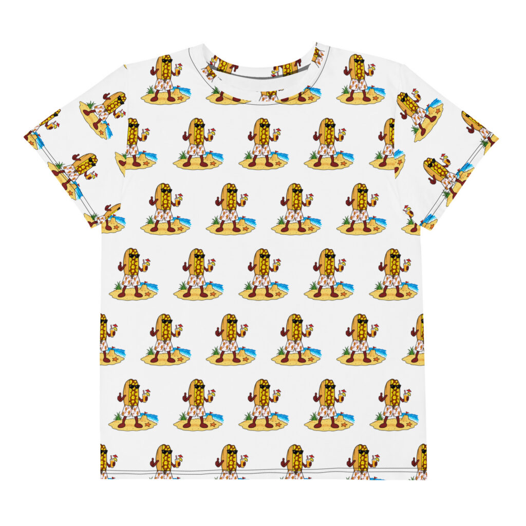 Youth (8-20) crew neck t-shirt - The Cheesesteak Life - Mr. Cheesey's Beach - Extra Cheesey