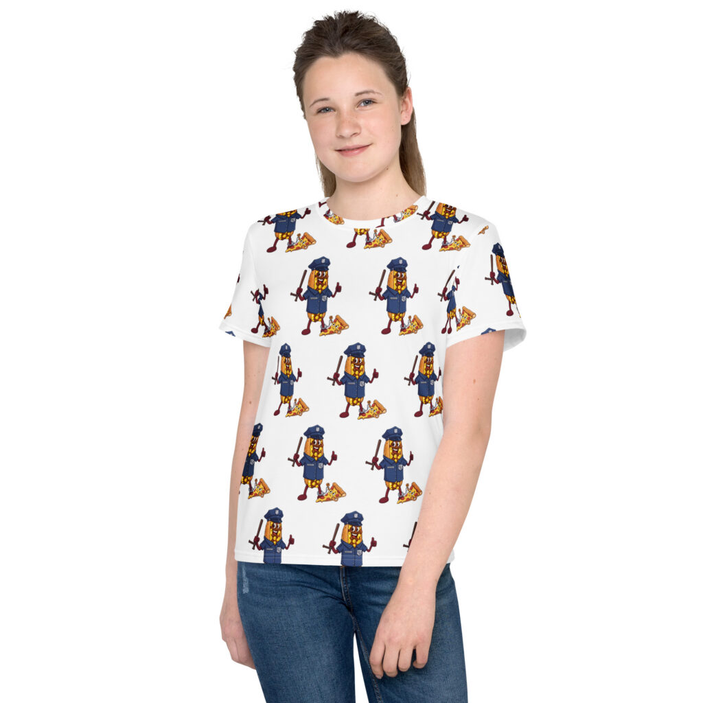 Youth (8-20) crew neck t-shirt - The Cheesesteak Life - Cheesey Police - Extra Cheesey