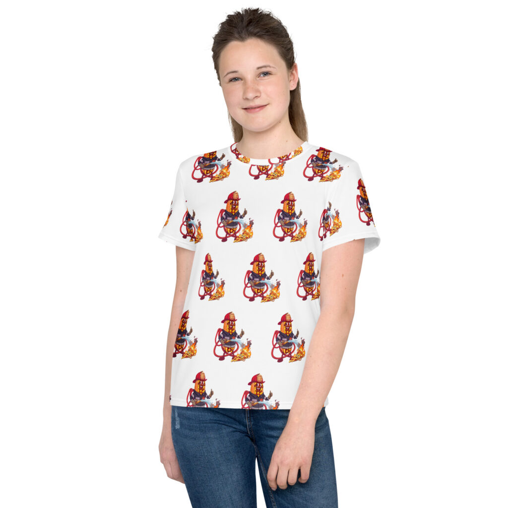 Youth (8-20) crew neck t-shirt - The Cheesesteak Life - Cheesey Fire - Extra Cheesey