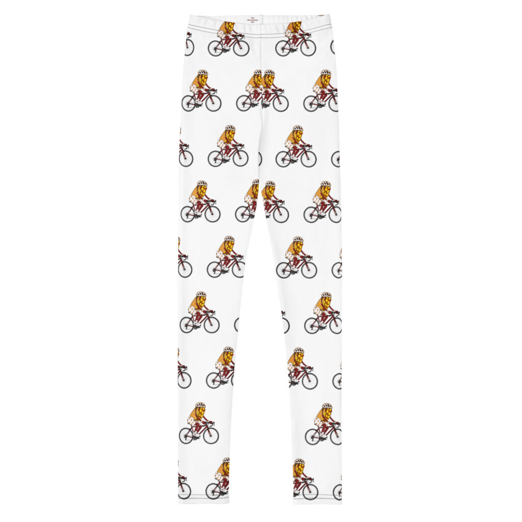 Youth (8-20) Leggings - The Cheesesteak Life - Cheesey Bicyclist - Extra Cheesey