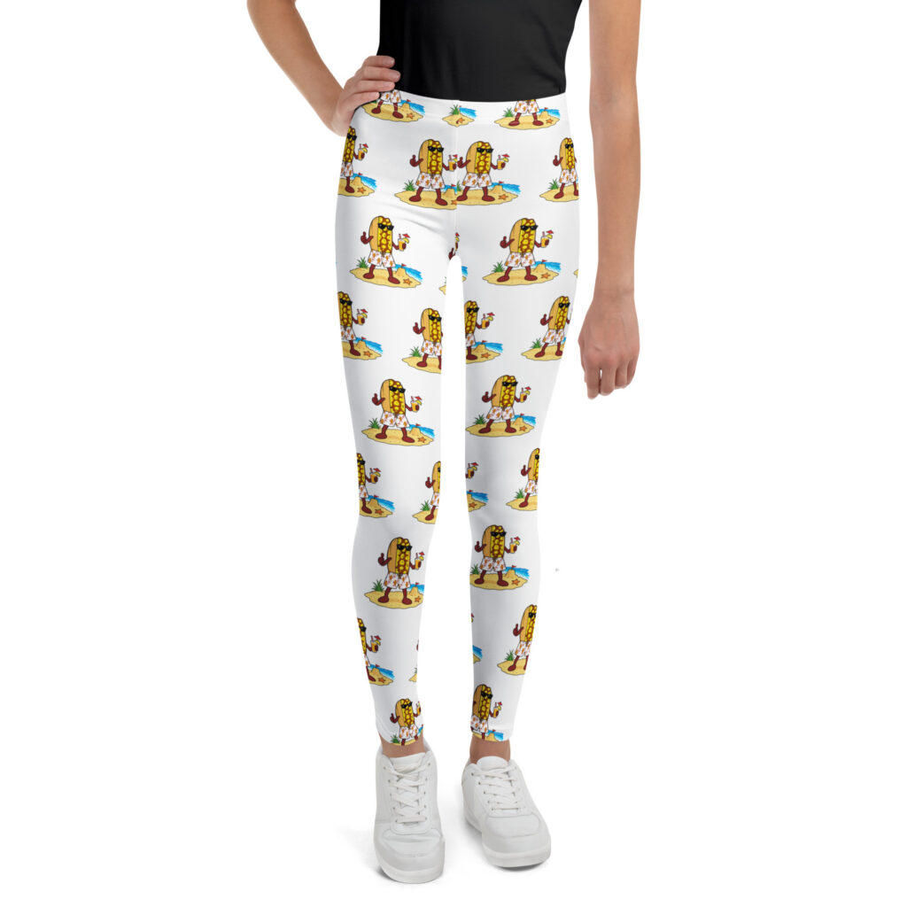 Youth (8-20) Leggings - The Cheesesteak Life - Mr. Cheesey's Beach - Extra Cheesey