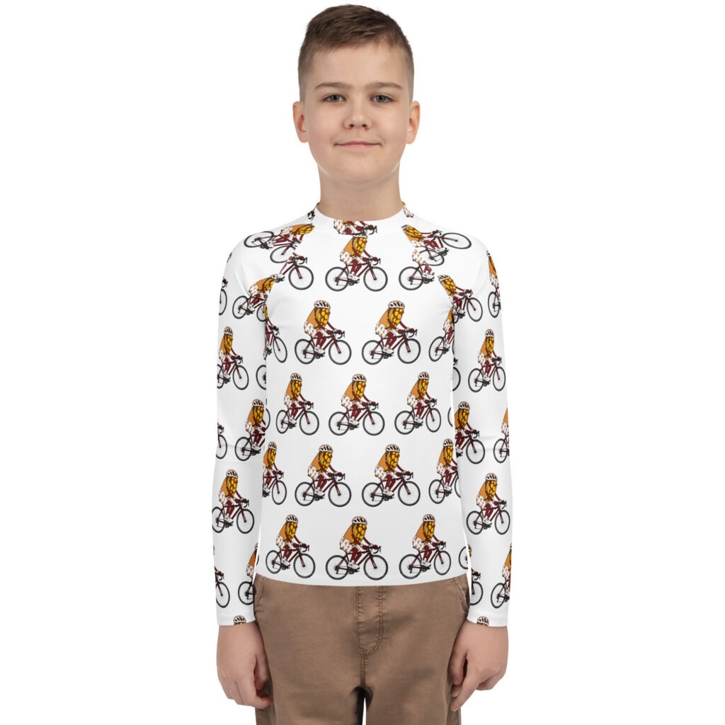 Youth (8-20) Rash Guard - The Cheesesteak Life - Cheesey Bicyclist - Extra Cheesey