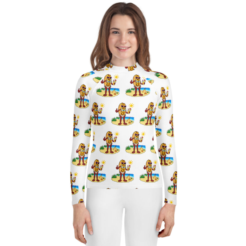 Youth (8-20) Rash Guard - The Cheesesteak Life - Ms. Cheesey's Beach - Extra Cheesey