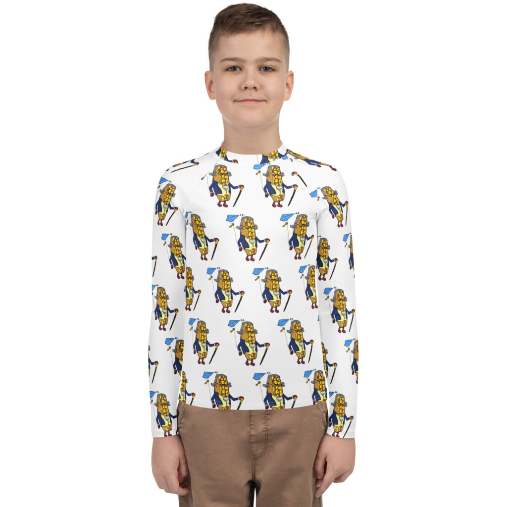 Youth (8-20) Rash Guard - The Cheesesteak Life - Cheesey Ben Franklin - Extra Cheesey