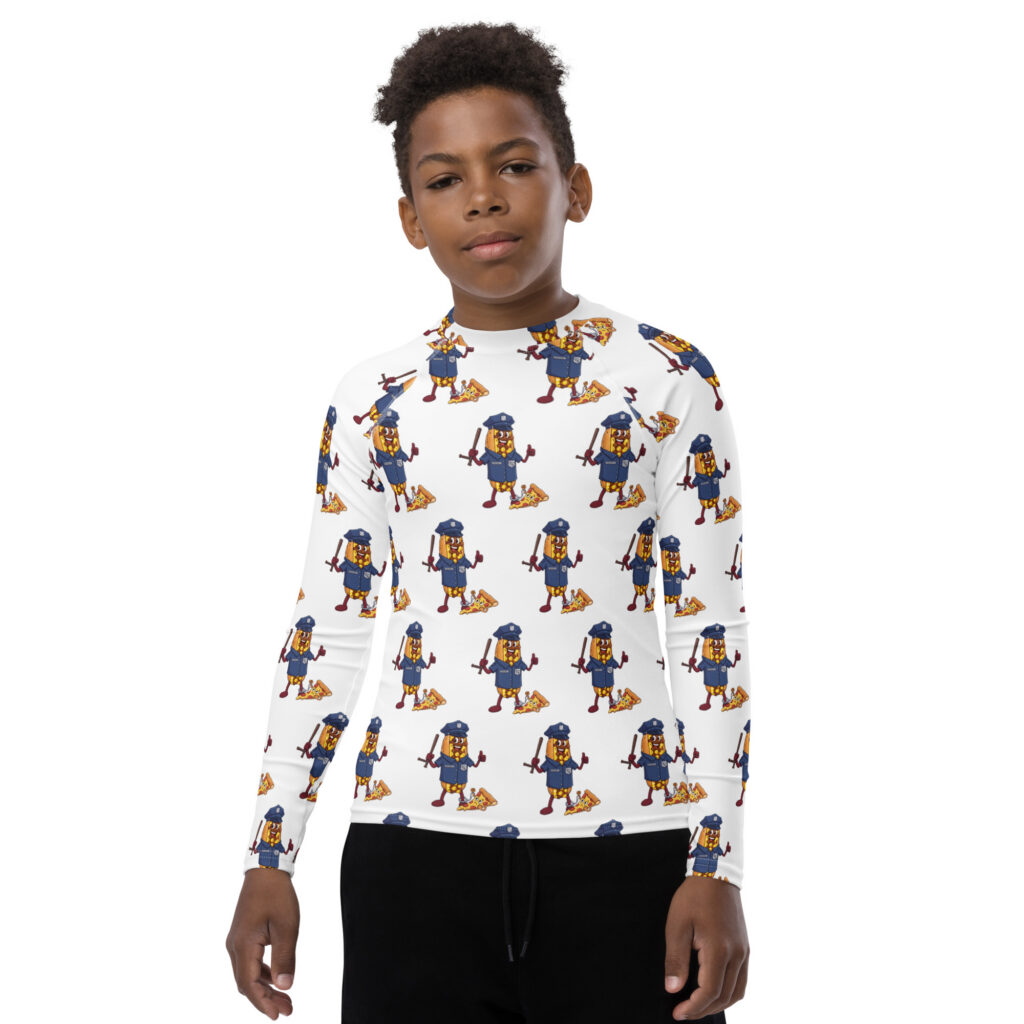 Youth (8-20) Rash Guard - The Cheesesteak Life - Cheesey Police - Extra Cheesey