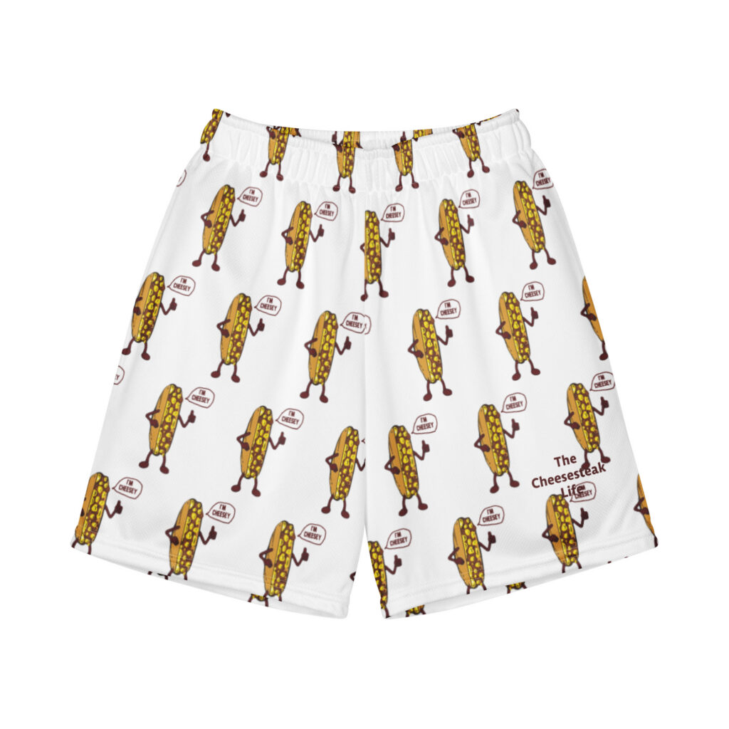 Youth (8-20) Recycled Mesh Shorts - The Cheesesteak Life - Mr. Cheesey - Extra Cheesey