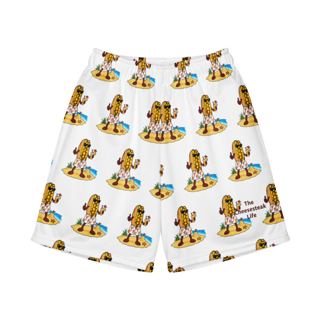Youth (8-20) Recycled Mesh Shorts - The Cheesesteak Life - Mr. Cheesey's Beach - Extra Cheesey