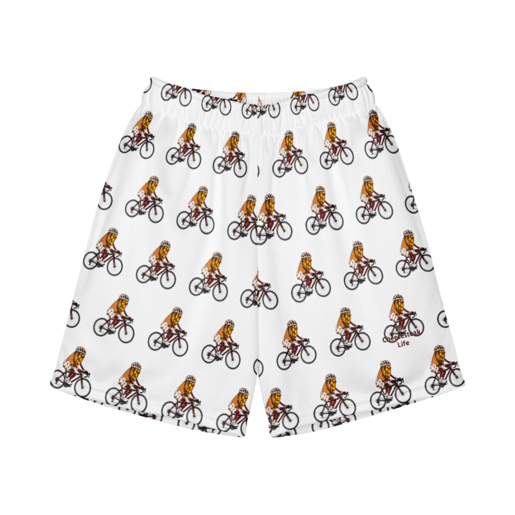 Youth (8-20) Recycled Mesh Shorts - The Cheesesteak Life - Cheesey Bicyclist - Extra Cheesey